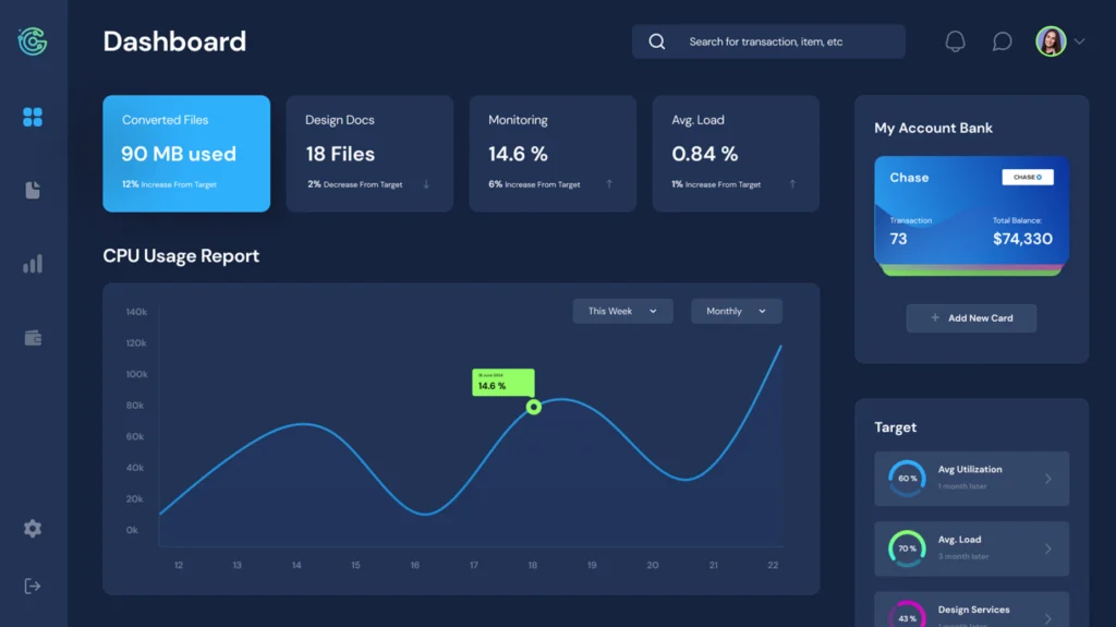 dashboard panel hero